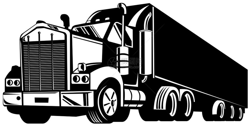 集装箱货车插图拖运运输黑与白货运车辆工业图片