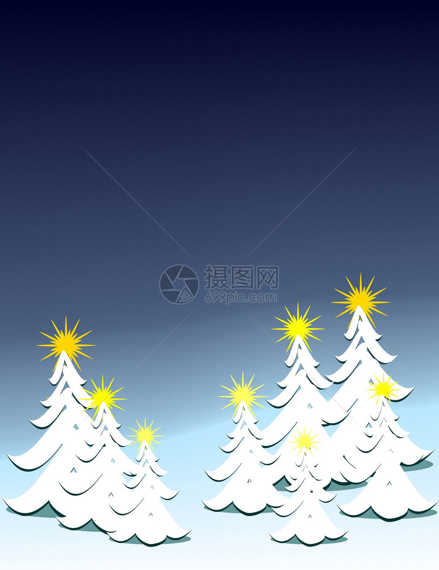 A 圣诞树背景蓝色星星图片