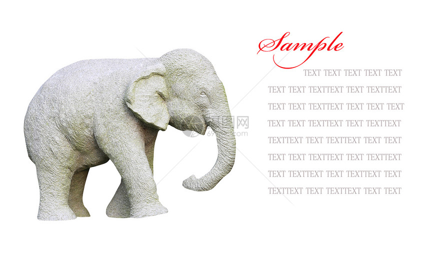 大象雕像在白色上被孤立图片