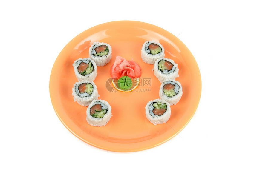 寿司美食食物异国熏制情调盘子厨房橙子鱼子小吃图片