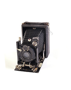 旧板式照相机相机摄影师仪器照片艺术摄影风箱镜片白色古董背景图片