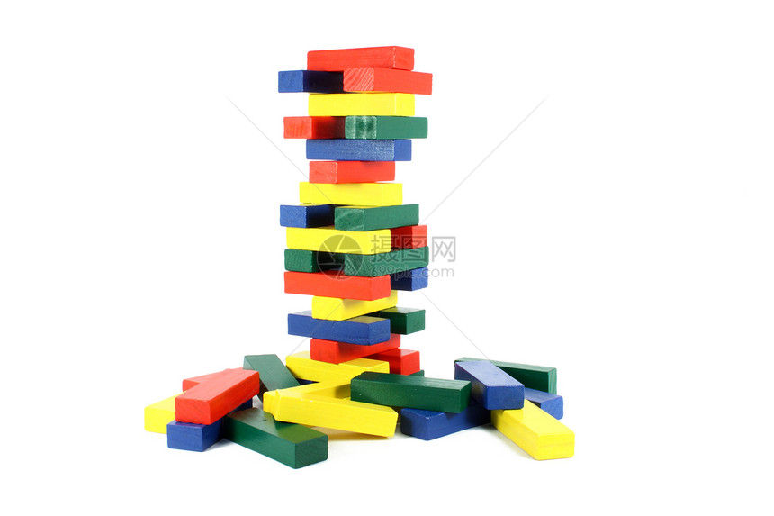 彩色木砖蓝色红色游戏长方形木头白色孩子玩具黄色绿色图片