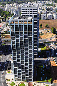 MODERO办公室大楼景观建筑物蓝色职场反光玻璃天空建筑学城市摩天大楼背景图片