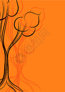 带树的橙色卡背景图片