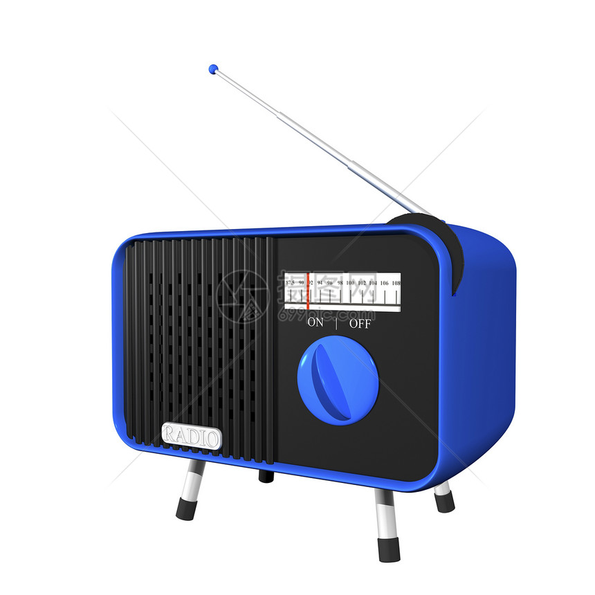 蓝电台黑色蓝色古董天线晶体管音乐扬声器电子图片