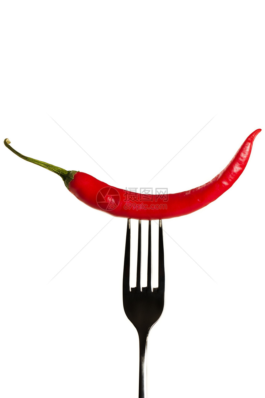 叉子上的辣椒食物香料烹饪蔬菜红色香肠胡椒寒冷刀具图片