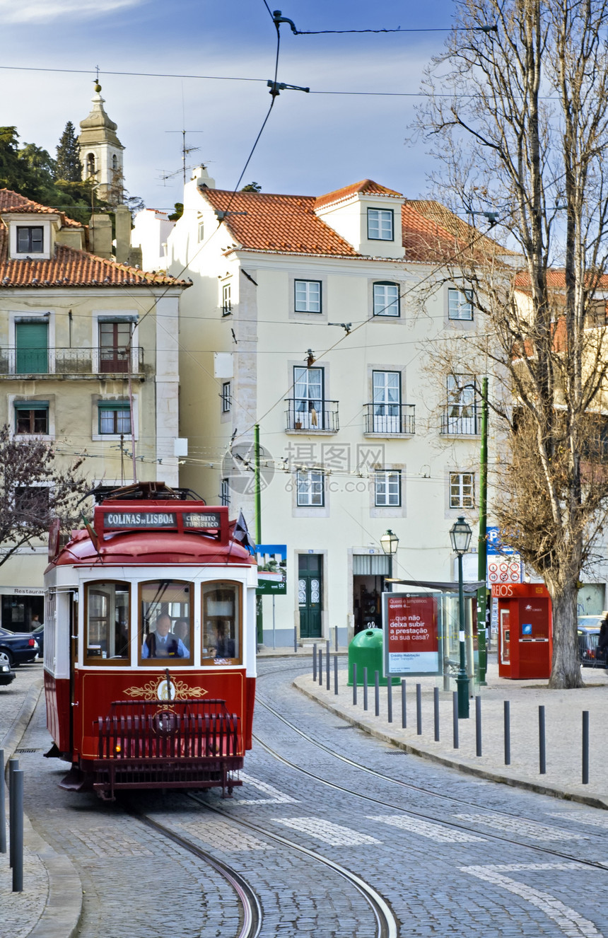 红外线旅游电车运输红色旅行风景城市历史建筑物观光图片