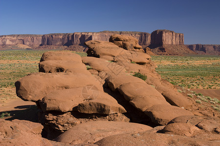 纪念碑谷沙漠农村峡谷橙子全景红色纪念碑日落旅行背景图片