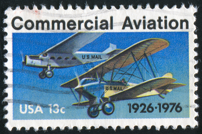 飞机喷射邮件邮资邮戳海豹机身运输客机古董明信片图片