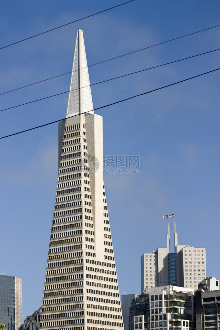 旧金山城市建筑电缆爬坡建筑学旅行全景图片