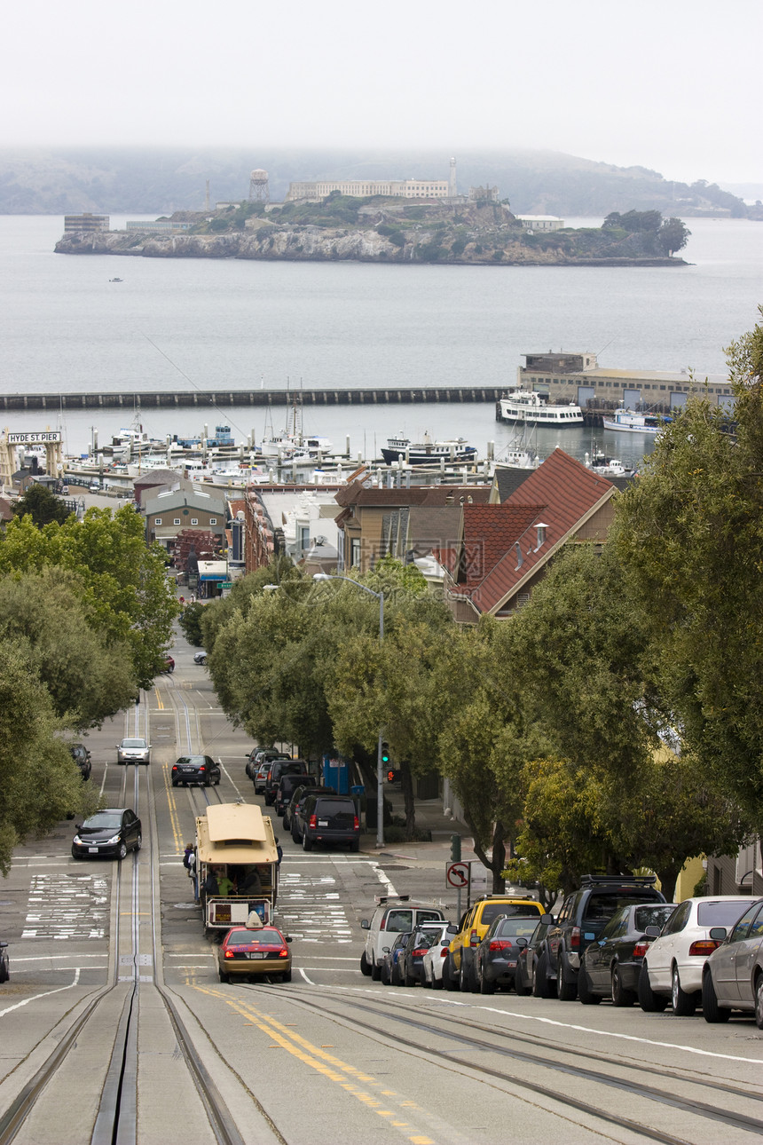 旧金山建筑学全景建筑爬坡城市电缆旅行图片