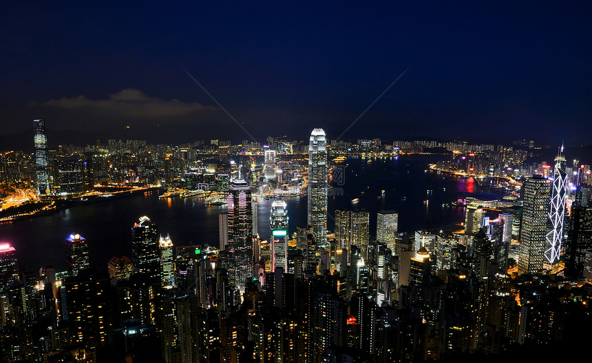 香港夜旅游地标商业建筑物天空港口城市图片