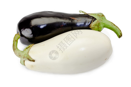 孤立在白色上的黑茄子和白茄子营养美食食物蔬菜紫色黑色背景图片