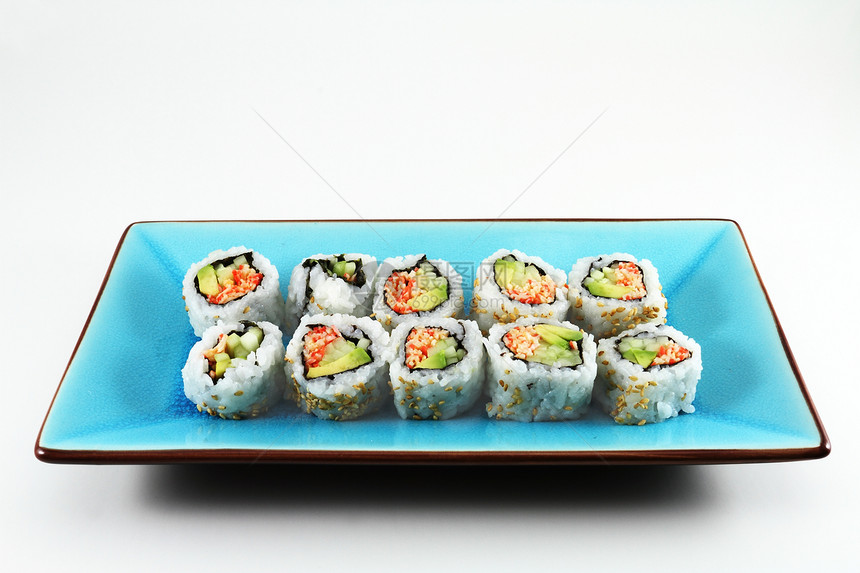 新鲜寿司文化午餐食物海鲜盘子用餐饮食美味海藻图片