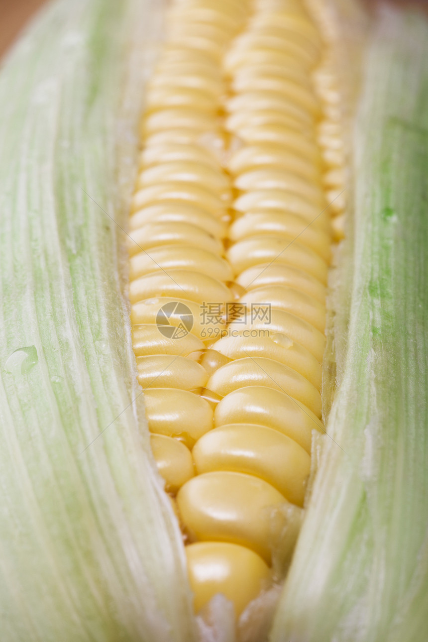 玉米在椰子上棒子绿色营养健康蔬菜食物黄色图片