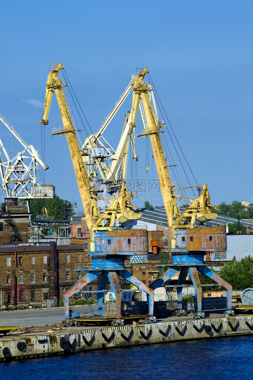 货运港蓝色技术经济港口海洋运输商业后勤货运加载图片