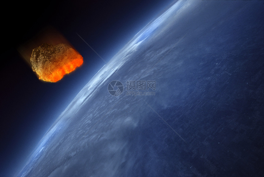 气象撞击地球大气层Meteor 碰撞地球大气层天空罢工陨石摩擦地平线燃烧流星轨道气氛图片