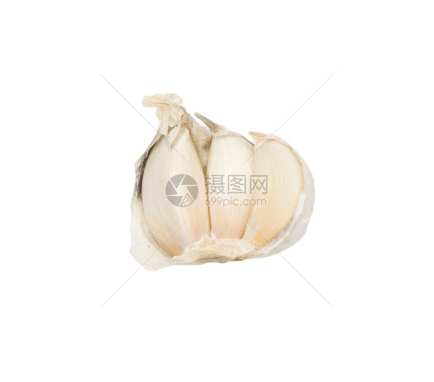 白色上孤立的大蒜香料调味品紫色芳香灯泡黄色食物蔬菜草本植物味道图片