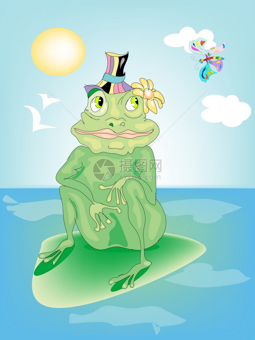 青蛙漫画蝴蝶季节帽子叶子天气动物群动物太阳卡通片图片