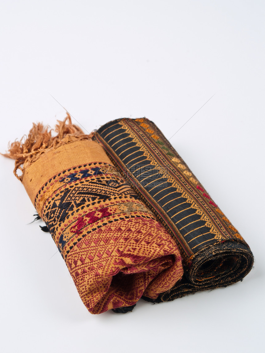 泰国传统的手工制织物结构布料背景艺术文化纺织品收藏古董衣服工艺装饰品图片