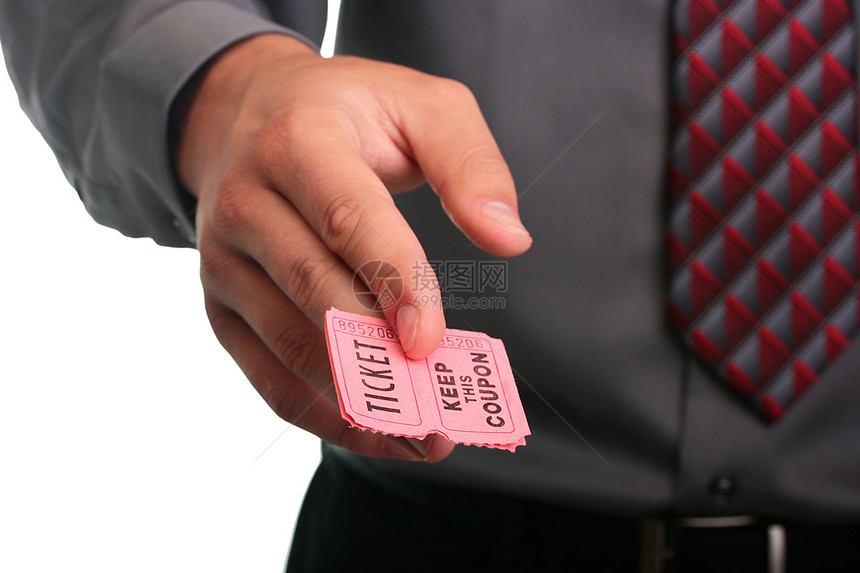 带优惠券的罚票领带展示红色手指音乐会袖子白色衬衫卡片行动图片