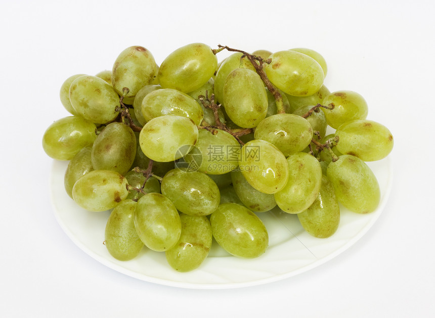 绿葡萄甜点空间营养食物藤蔓绿色植物食品水果维生素白色图片