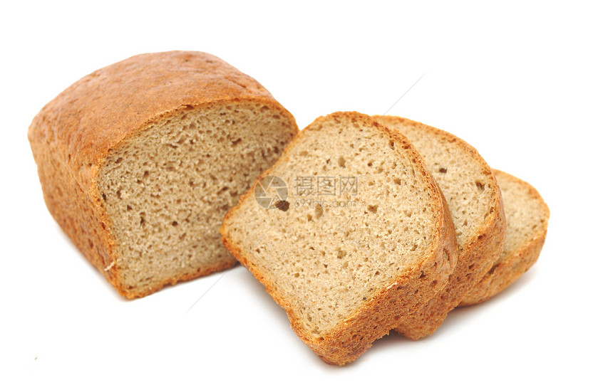 半小麦面包圆圆形白色小吃午餐棕色糖类食物包子烹饪早餐图片