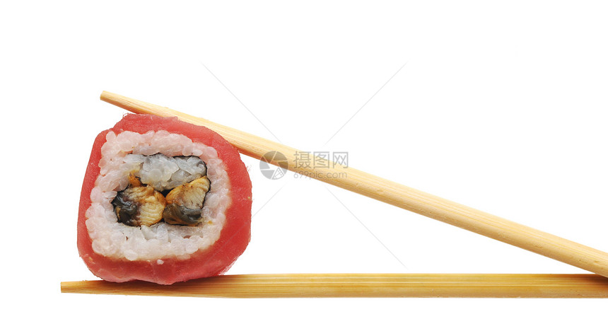 寿司加筷子服务黑色午餐晚餐餐厅红色海鲜小吃白色酒吧图片