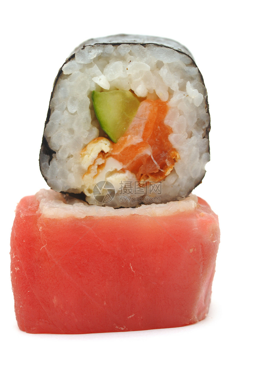 寿司卷食物文化黑色美味海鲜午餐服务海藻寿司红色图片