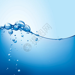 波令温泉充满泡沫的水波液体波纹生态温泉插图海浪蓝色艺术海洋冲浪插画