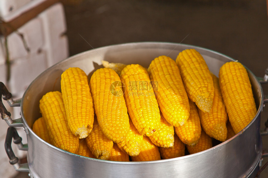 水果 锅炉里的玉米摊位农场情调甜点食物异国纤维素农业销售热带图片
