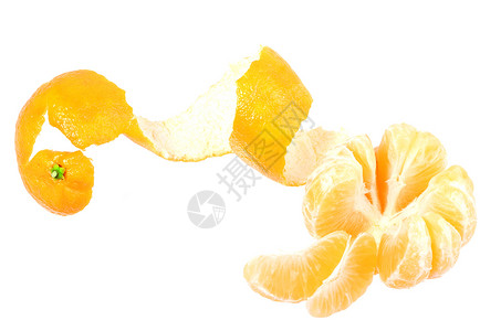 一个橙色橘子皮果照片活力橙子宏观白色摄影水果工作室圆圈食物背景图片