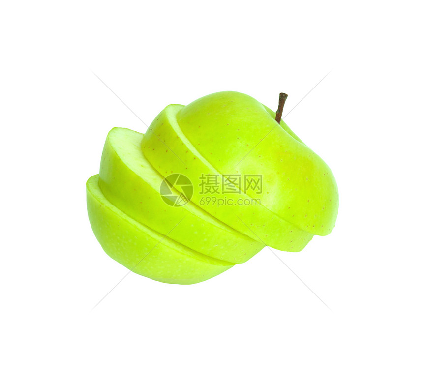 白上孤立的绿苹果小吃水果养分食物饮食果味图片