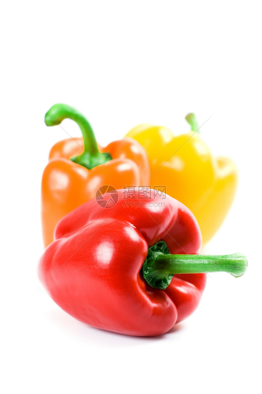 三只胡椒美食白色绿色红色红辣椒蔬菜营养黄色食物橙子图片
