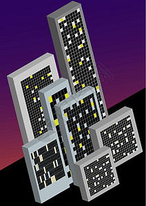 夜间的城市插图天际日落摩天大楼天空中心背景图片