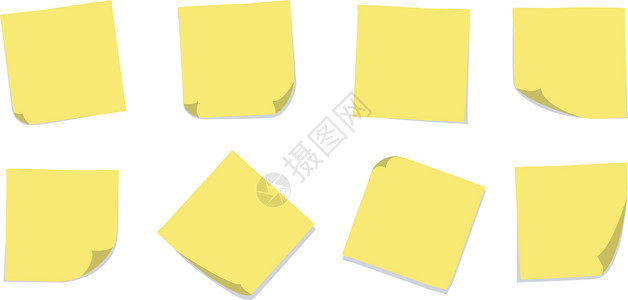 黄色纸纯黄色粘性笔记插画