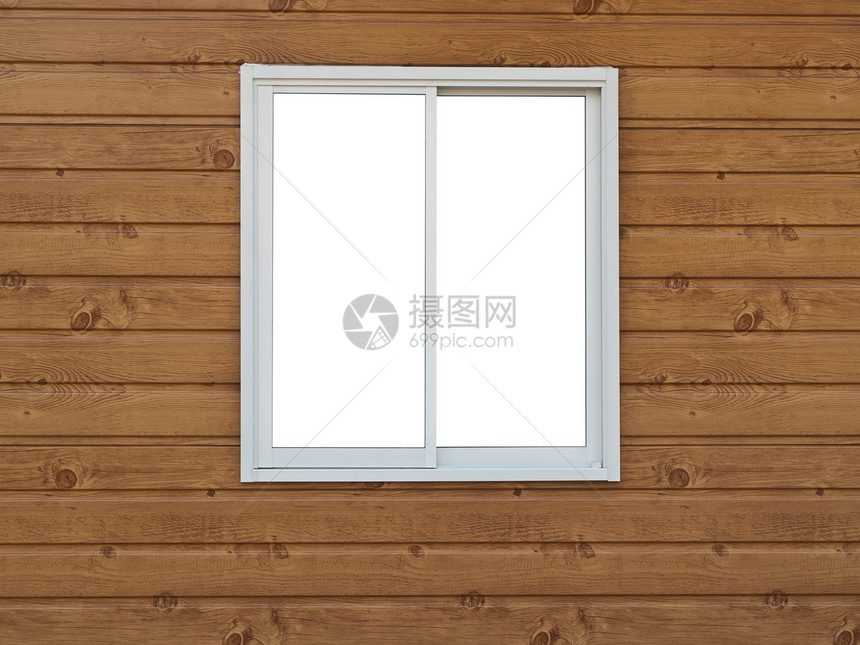 木材背景上的白色窗口图片
