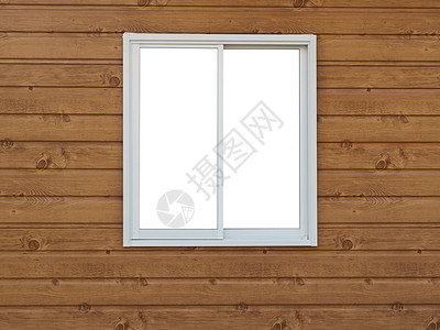 木材背景上的白色窗口背景图片