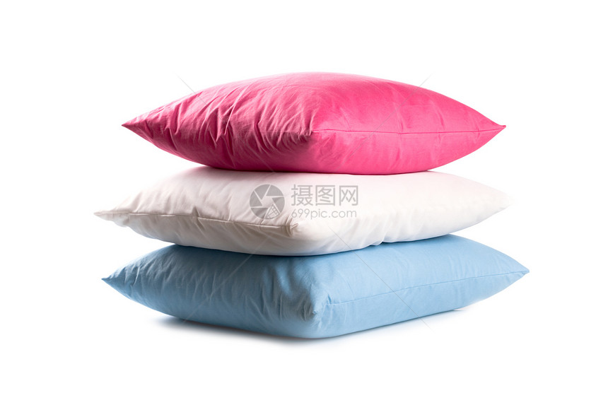 粉红色 白色和蓝色枕头家具剪裁装饰粉色纺织品柔软度床单风格软垫点差图片