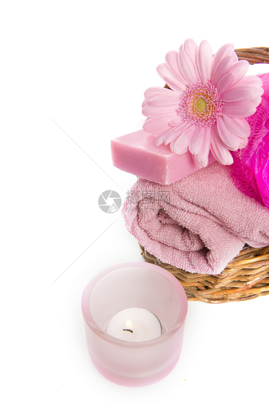 洗浴奶油肥皂卫生身体蜡烛治疗白色香水篮子皮肤图片