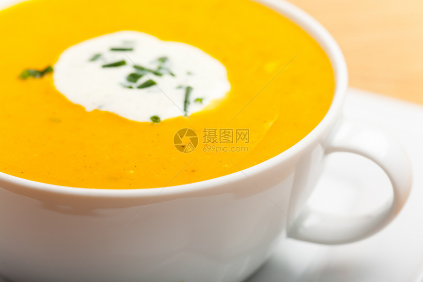 白碗南瓜汤食物奶油蔬菜黄色壁球白色液体起动机课程橙子图片