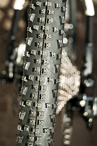 自行车轮胎运动国家轮缘橡皮黑色山地车网格宏观越野车轮背景图片