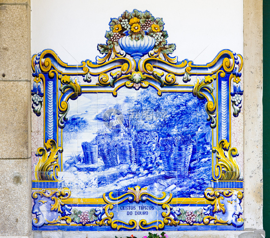 平豪 杜罗谷 波尔等地火车站的瓷砖蓝色艺术外观装饰绘画河谷图片