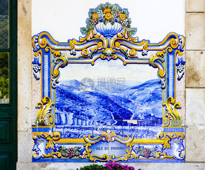 平豪 杜罗谷 波尔等地火车站的瓷砖栽培河谷艺术外观绘画蓝色葡萄装饰图片