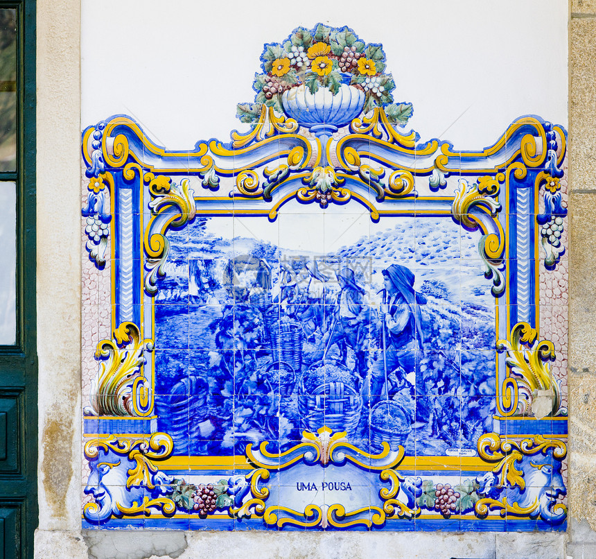 平豪 杜罗谷 波尔等地火车站的瓷砖外观艺术栽培绘画蓝色装饰河谷葡萄图片