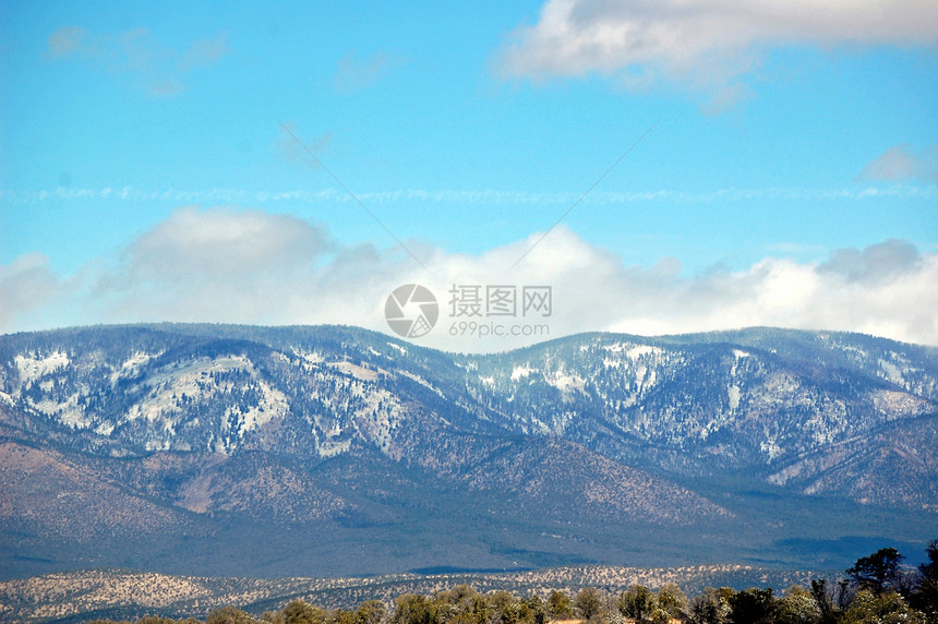 新墨西哥山树木纳米爬坡道丘陵叶子天空图片