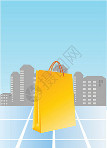 市内购物精品贸易顾客空白商业插图红色销售购物中心包装插画
