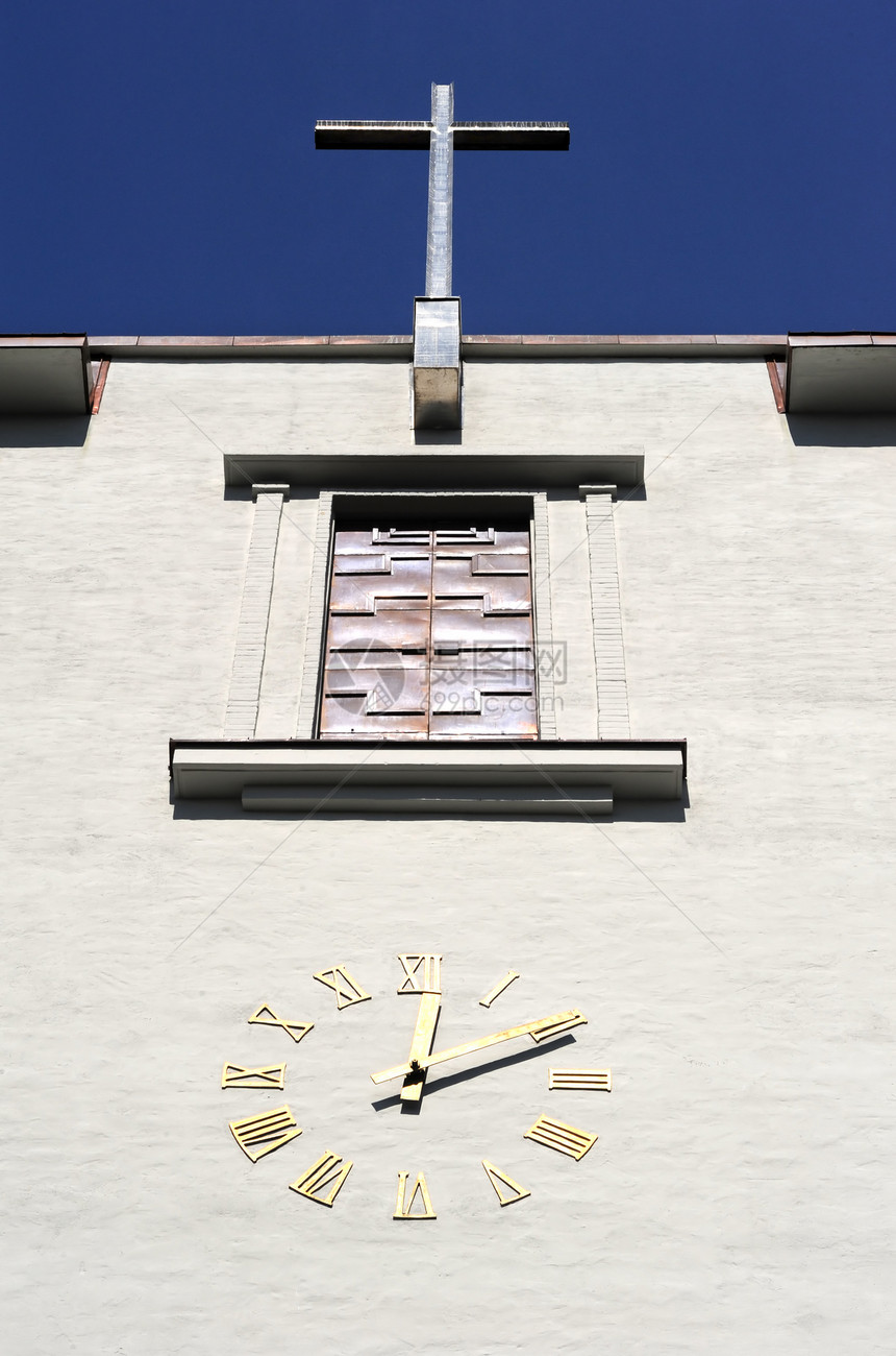 旧教堂时钟金属教会圆圈工作时间数字手表旅行建筑学钟表图片