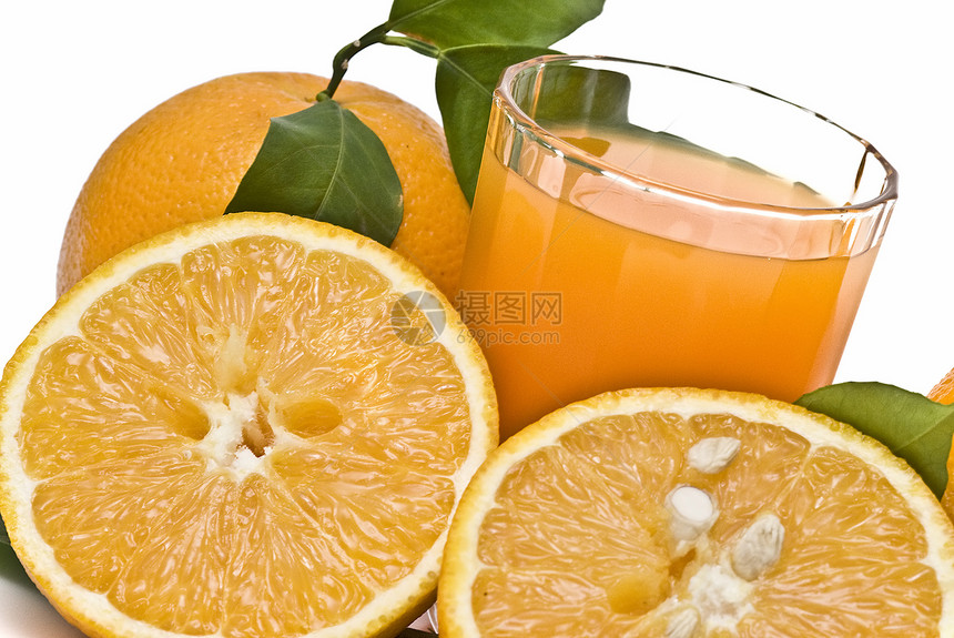 西班牙橘子预防收获维生素早餐净化叶子果汁玻璃饮食水果图片