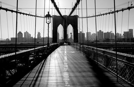 美国纽约市曼哈顿布鲁克林大桥外观市政建筑学建筑物地标风光旅行景观建筑桥梁背景图片